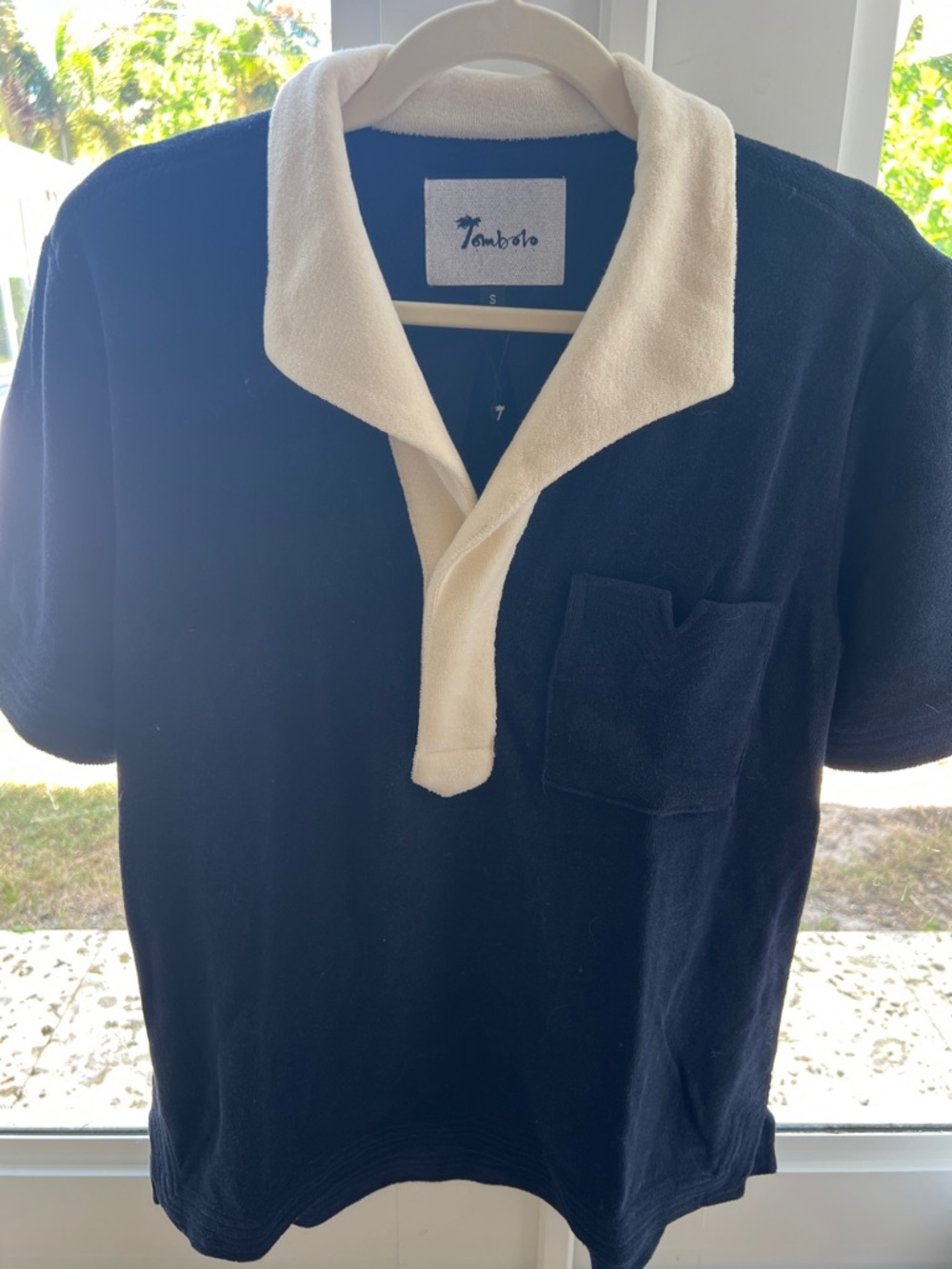 Tombolo Women’s M NWOT Navy Polo Shirt with Cream Collar